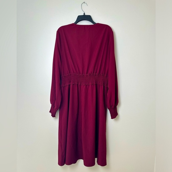 Grace Karin Long Balloon Sleeve Midi Length Dress Size‎ 2XL Burgundy - Picture 2 of 4